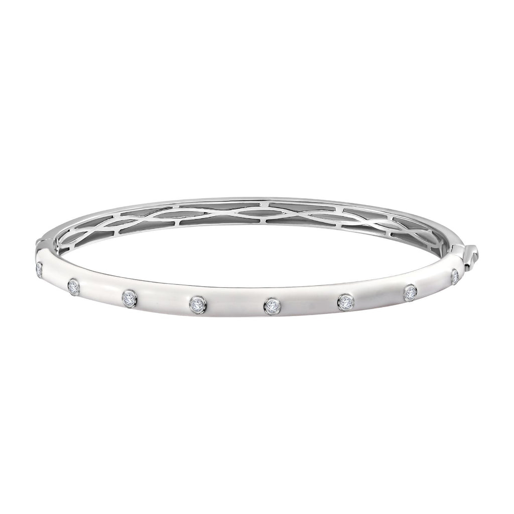 Moissanit Armreif ca. 19 cm 925 Silber rhodiniert ca. 0.24 ct