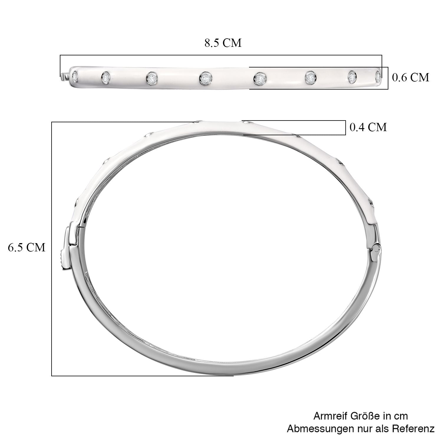 Moissanit Armreif ca. 19 cm 925 Silber rhodiniert ca. 0.24 ct