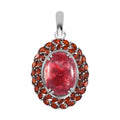 AA Thulit, Roter Granat Anhänger 925 Silber rhodiniert ca. 23,69 ct.
