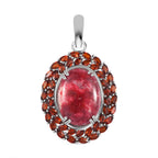 AA Thulit, Roter Granat Anhänger 925 Silber rhodiniert ca. 23,69 ct.
