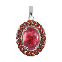 AA Thulit, Roter Granat Anhänger 925 Silber rhodiniert ca. 23,69 ct.