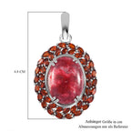 AA Thulit, Roter Granat Anhänger 925 Silber rhodiniert ca. 23,69 ct.