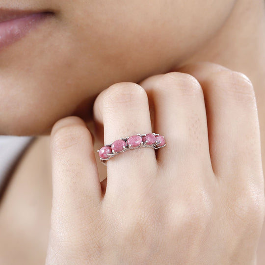 Norwegisher Thulit Ring, 925 Silber rhodiniert ca. 1.94 ct