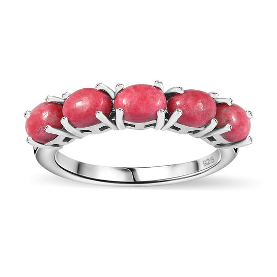 Norwegisher Thulit Ring, 925 Silber rhodiniert ca. 1.94 ct