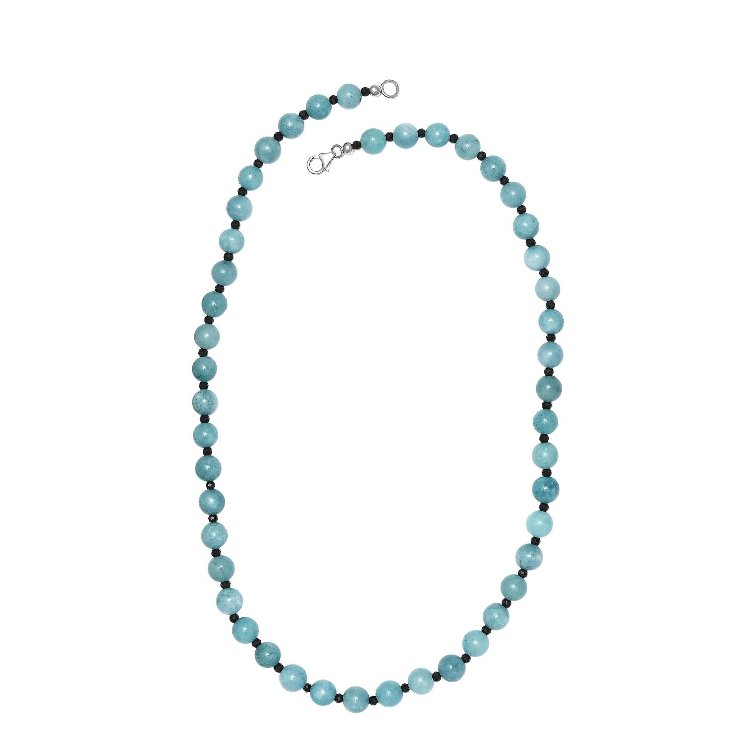 Aquamarin Halskette ca. 50 cm 925 Silber rhodiniert ca. 170,00 ct.