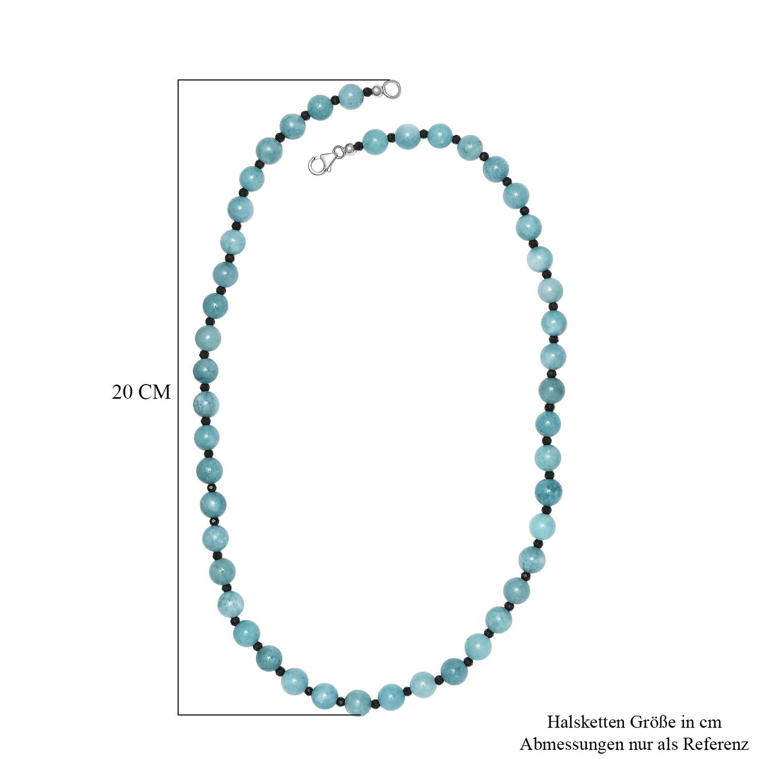 Aquamarin Halskette ca. 50 cm 925 Silber rhodiniert ca. 170,00 ct.