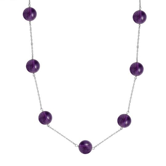 Grüner Quarz Station Style Halskette ca. 50 cm 925 Silber rhodiniert ca. 25.00 ct