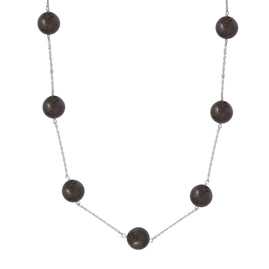Grüner Quarz Station Style Halskette ca. 50 cm 925 Silber rhodiniert ca. 25.00 ct
