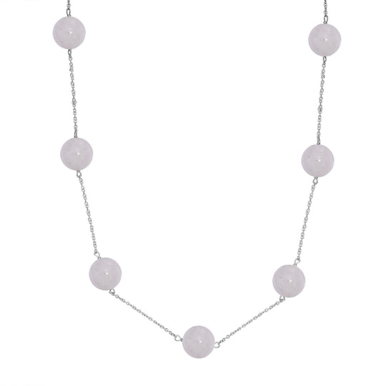 Grüner Quarz Station Style Halskette ca. 50 cm 925 Silber rhodiniert ca. 25.00 ct