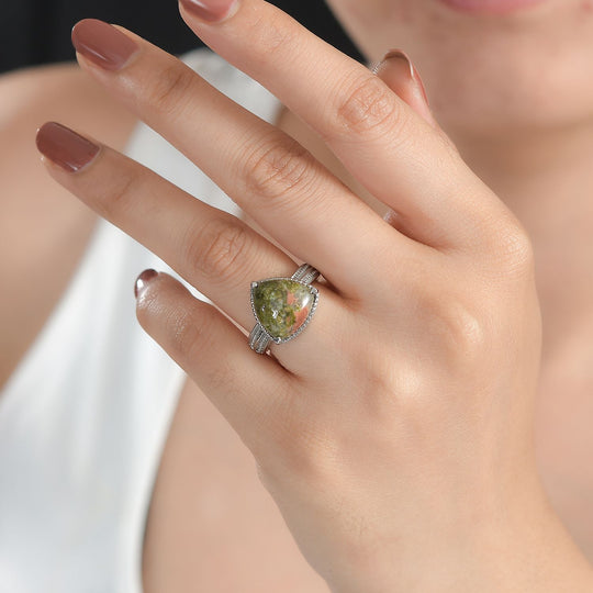 Unakite Ring, Edelstahl ca. 6.85 ct