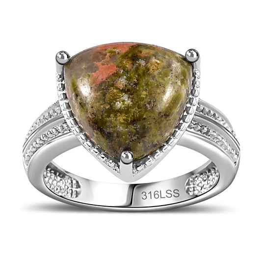 Unakite Ring, Edelstahl ca. 6.85 ct