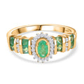 Kagem Sambischer Smaragd Ring 925 Silber 750 Gelbgold Vermeil (Größe 17.00) ca. 0,80 ct