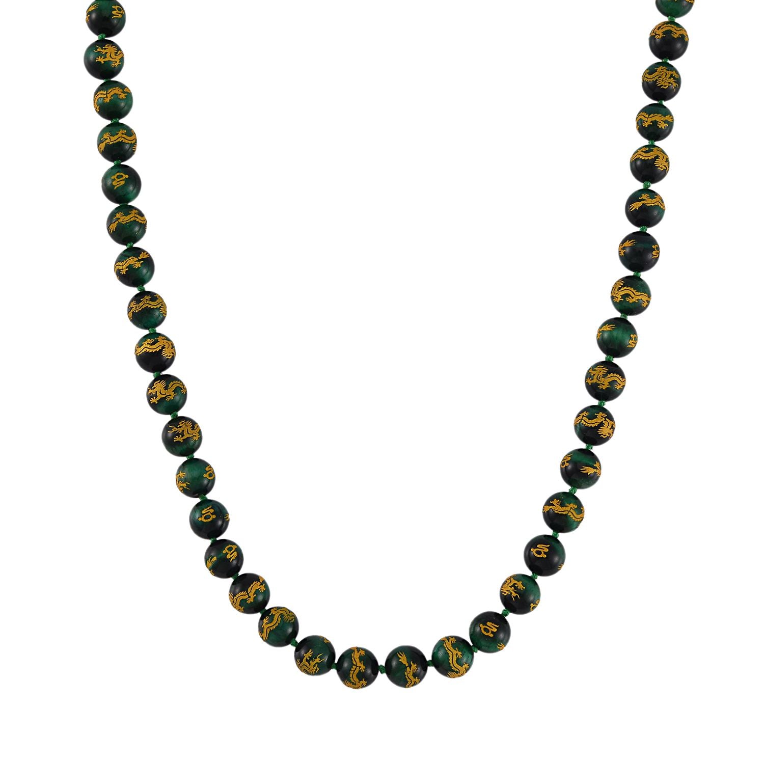 Grünes Tigerauge Halskette, ca. 50 cm, 925 Silber rhodiniert, ca. 335.00 ct
