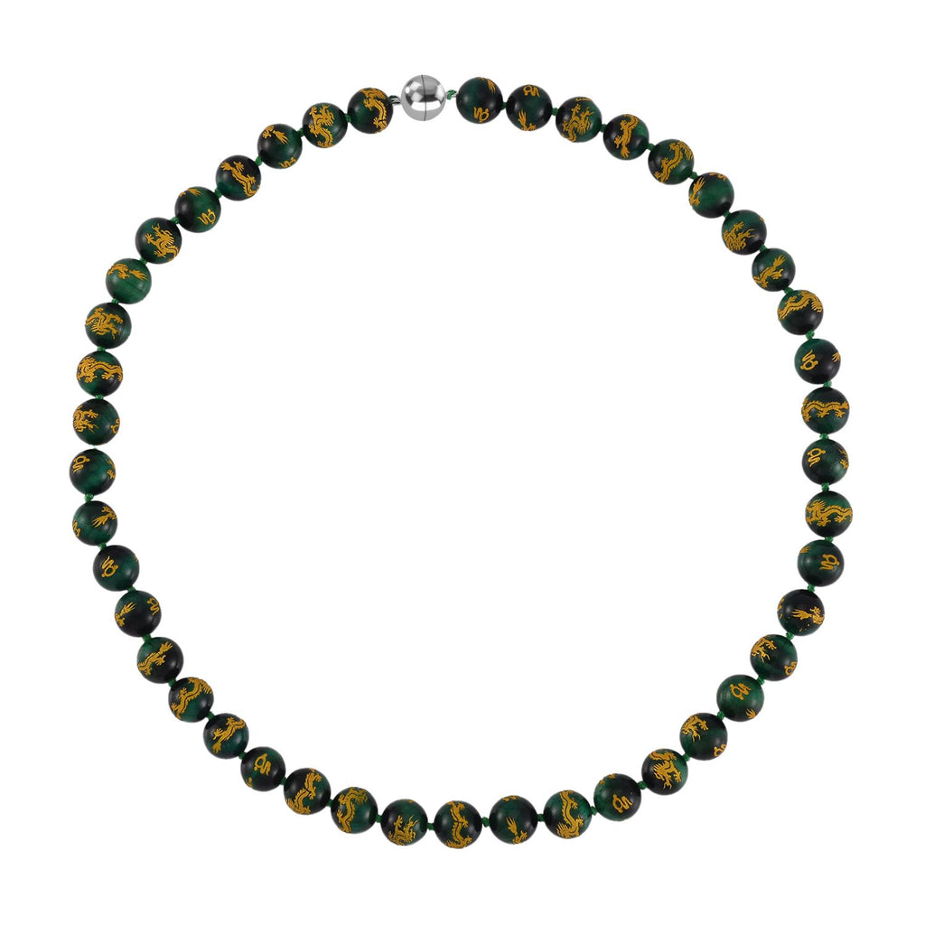 Grünes Tigerauge Halskette, ca. 50 cm, 925 Silber rhodiniert, ca. 335.00 ct
