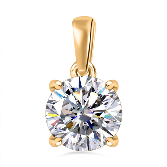 Moissanit Anhänger 925 Silber 750 Gelbgold Vermeil ca. 1.73 ct