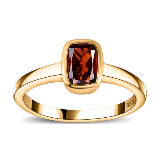 Natürlicher Mosambik Granat Ring, 925 Silber 750 Gelbgold Vermeil ca. 1.11 ct