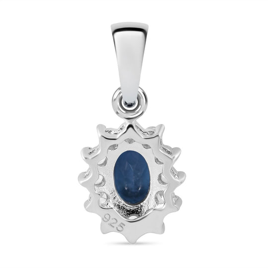 Kyanit, Weißer Zirkon Anhänger 925 Silber rhodiniert ca. 0.89 ct