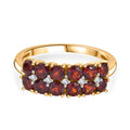 Mosambik Granat, Weißer Zirkon Ring 925 Silber vergoldet (Größe 17.00) ca. 1,90 ct
