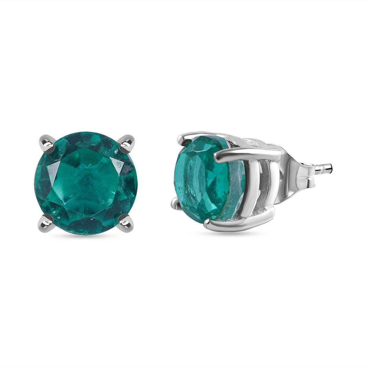Smaragd-Triplette-Quarz Ohrringe 925 Silber ca. 2.19 ct