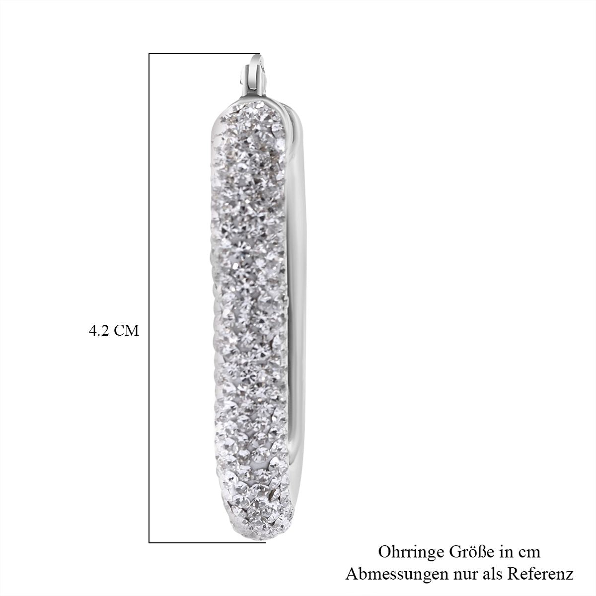Thai Silber Kollektion- Weißer Kristall Ohrringe, 925 Silber