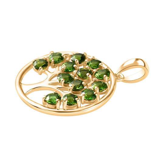 Natürlicher Chromdiopsid Anhänger 925 Silber 750 Gelbgold Vermeil ca. 1.52 ct