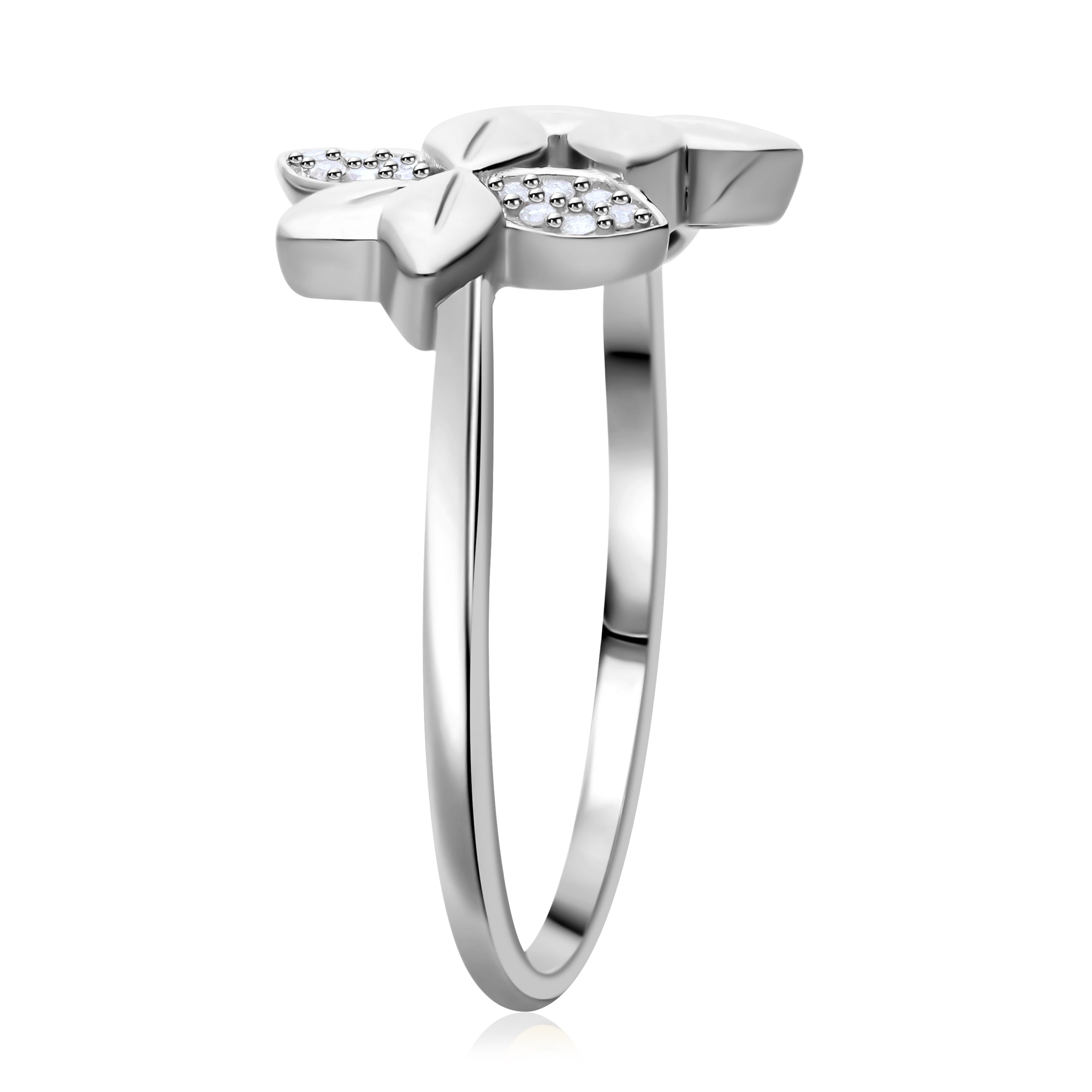Weißer Diamant P Ring, 925 Silber Roségold Vermeil (Größe 19.00)