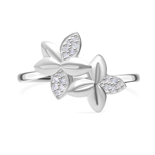 Weißer Diamant P Ring, 925 Silber Roségold Vermeil (Größe 19.00)