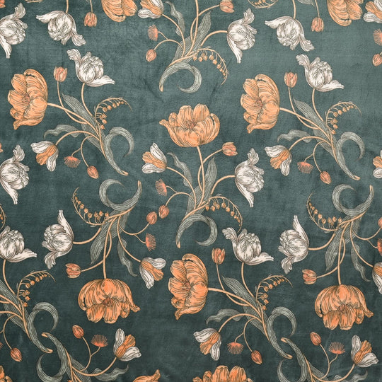Weiche Kuscheldecke aus Premium-Mikrofaser mit Blumenmuster, Dunkelgrün, 150x200 cm