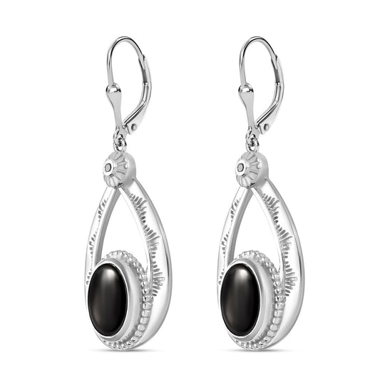 Elite Shungit, Schwarzer Spinell Ohrringe 925 Silber rhodiniert ca. 3.38 ct