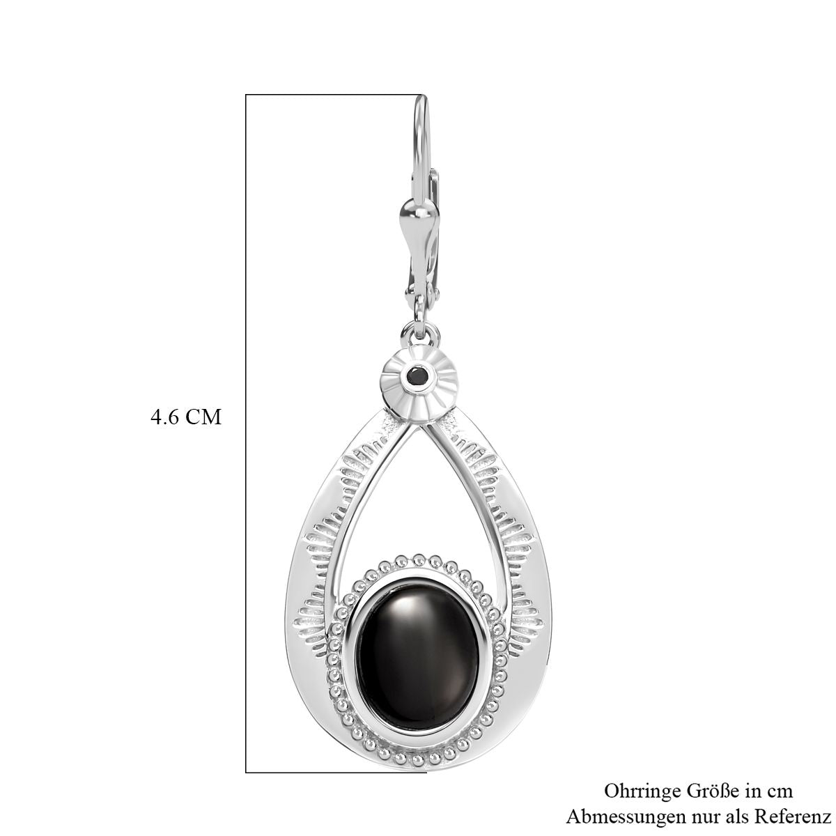 Elite Shungit, Schwarzer Spinell Ohrringe 925 Silber rhodiniert ca. 3.38 ct