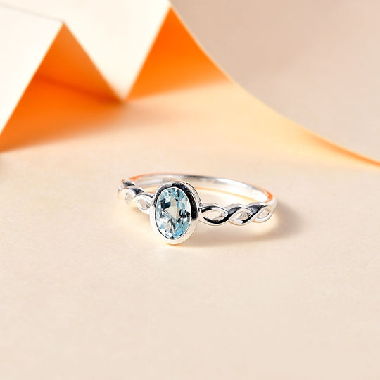 Himmelblauer Topas Ring, 925 Silber ca. 0.89 ct