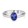 Tansanit Ring 925 Silber platiniert (Größe 16.00) ca. 0,94 ct