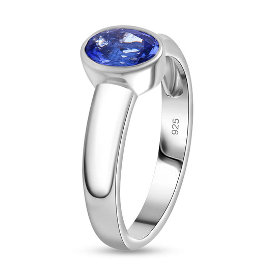 Tansanit Ring, 925 Silber platiniert ca. 0.94 ct