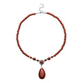 Rote Jaspis-Halskette, ca. 45 cm, silberfarben ca. 167,50 ct