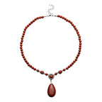 Rote Jaspis-Halskette, ca. 45 cm, silberfarben ca. 167,50 ct