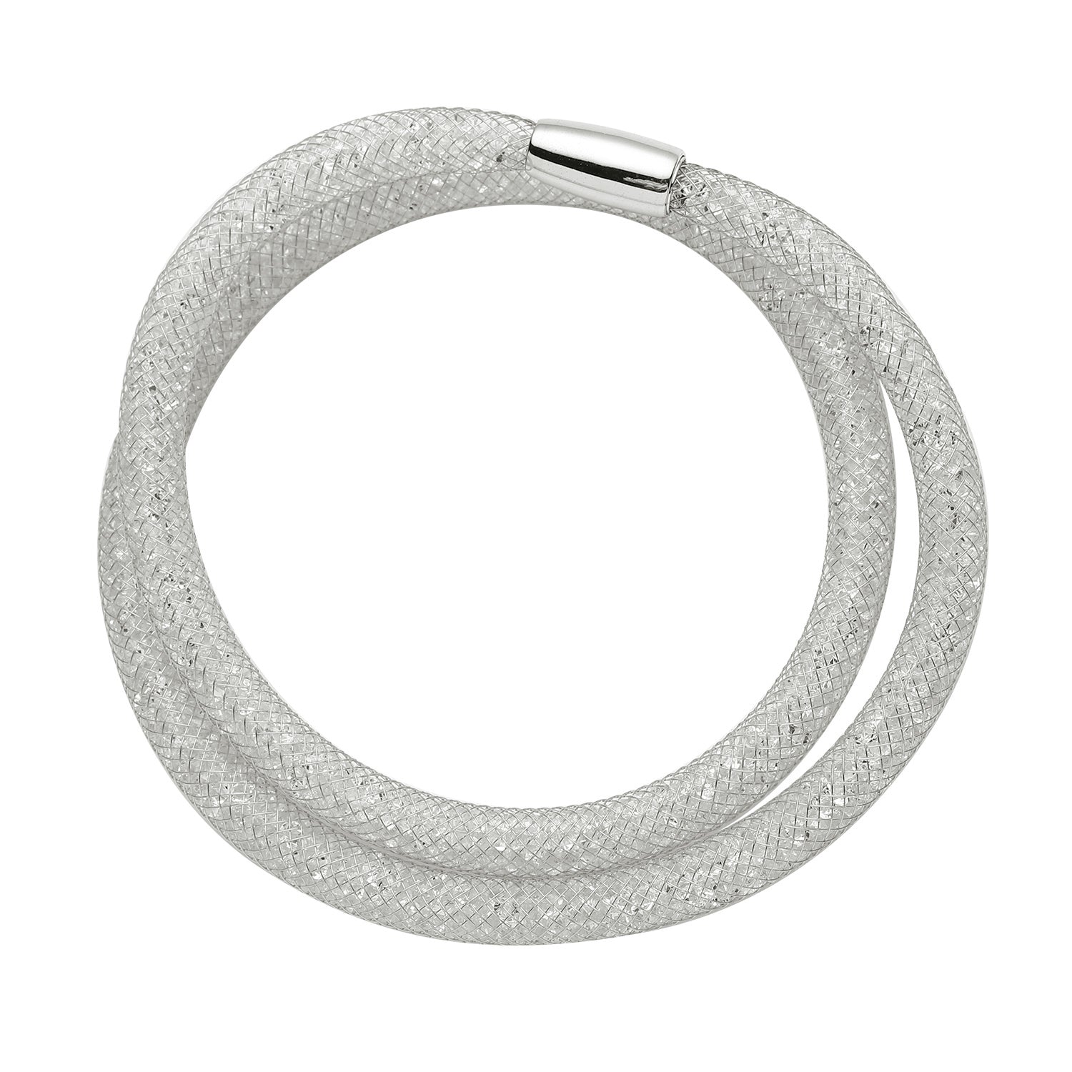 Weiße Kristall-Halskette, ca. 50 cm, silberfarben