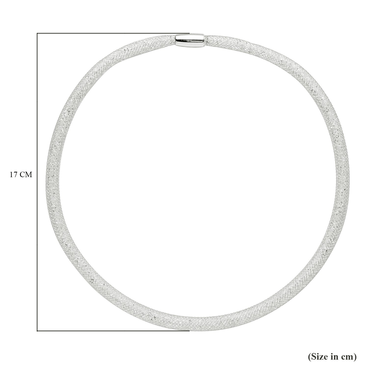 Weiße Kristall-Halskette, ca. 50 cm, silberfarben