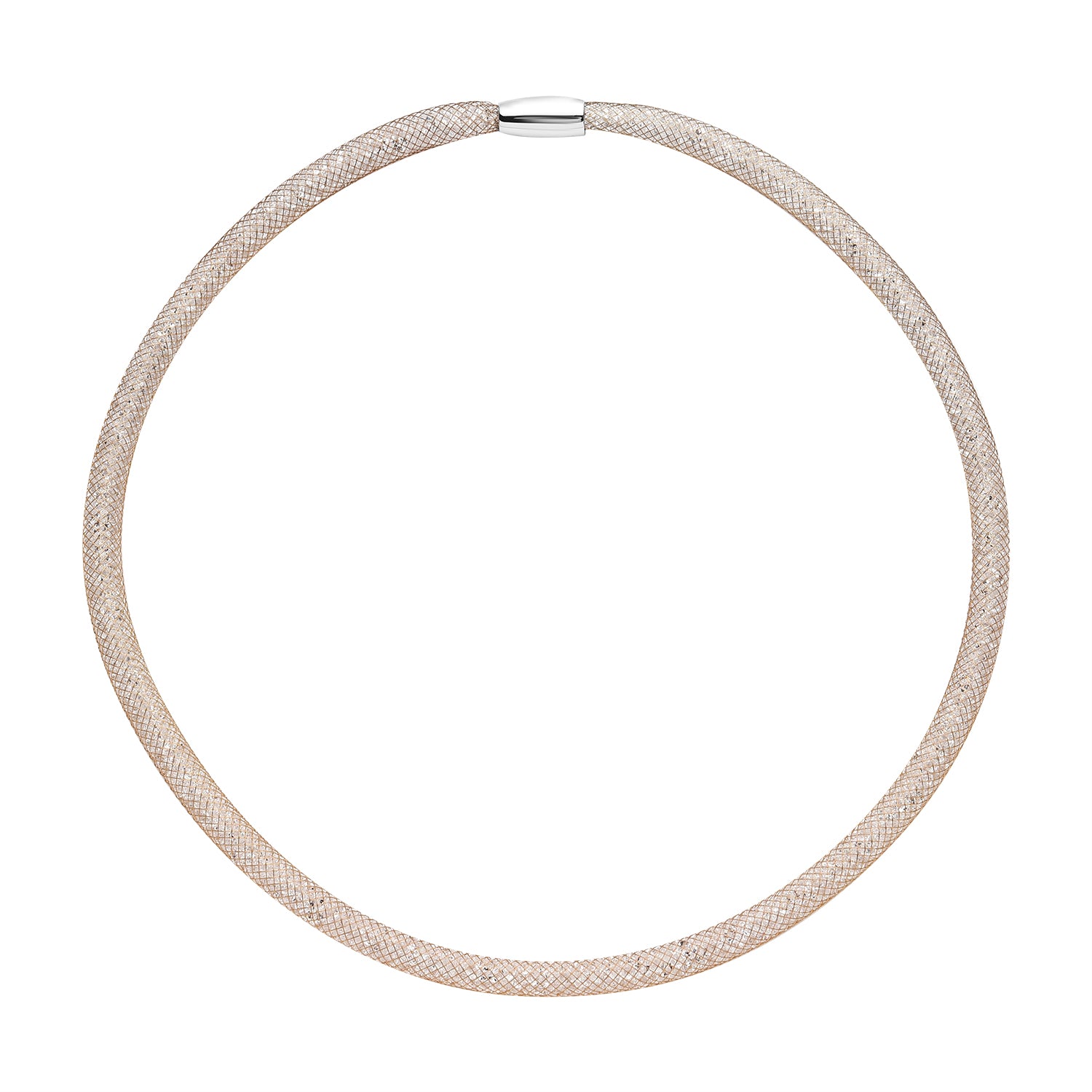 Weiße Kristall-Halskette, ca. 50 cm, goldfarben