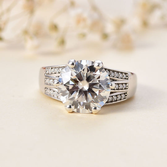 Moissanit, Afrikanischer Rubin (Fissure gefüllt) Ring 925 Silber platiniert (Größe 16.00) ca. 5,57 ct
