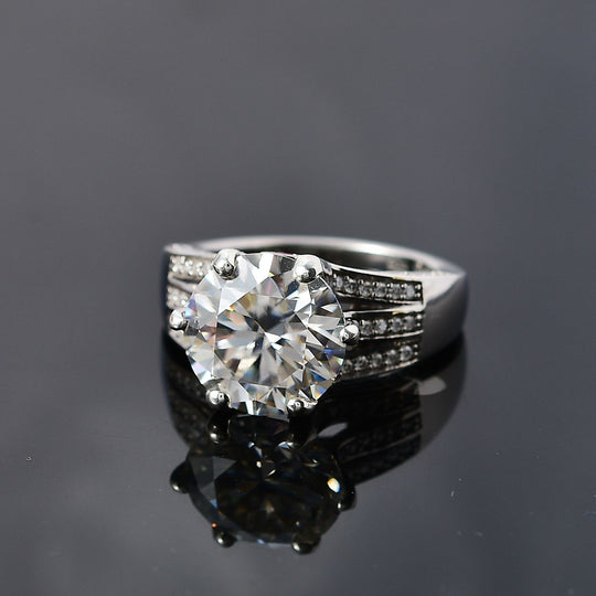 Moissanit, Afrikanischer Rubin (Fissure gefüllt) Ring 925 Silber platiniert (Größe 16.00) ca. 5,57 ct