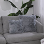 Superweicher Mikroplusch 2er Set Sofa-Kissenbezüge mit Rautenmuster, 45 x 45 und 60 x 60 cm, Dunkelgrau