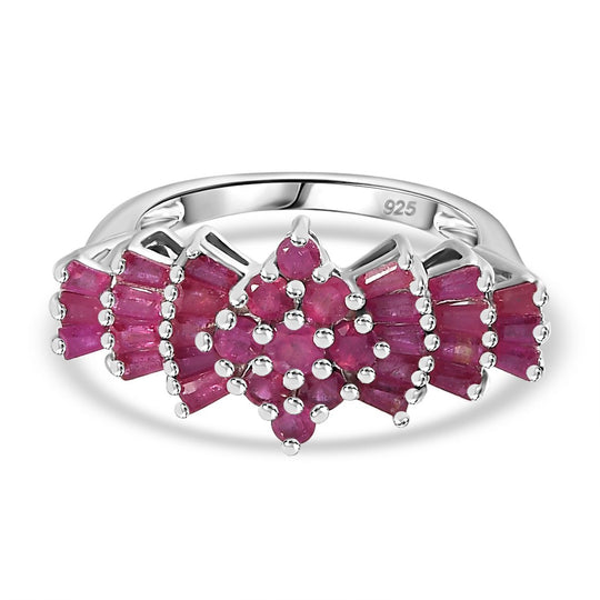 AA Afrikanischer Rubin (Fissure gefüllt) Ring, 925 Silber rhodiniert (Größe 20.00) ca. 1.87 ct