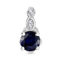 Masoala Saphir (Fissure gefüllt), Weißer Zirkon Anhänger 925 Silber rhodiniert ca. 1,38 ct.