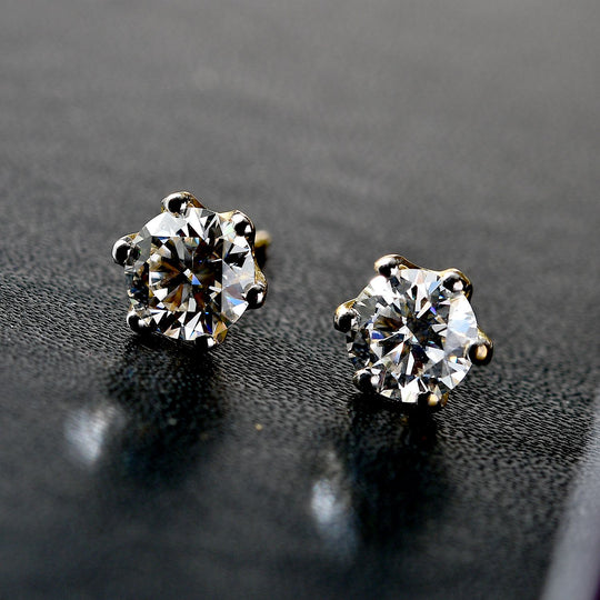 Moissanit Ohrringe 925 Silber Rhodiniert und 750 Gelbgold Vermeil ca. 1.50 ct