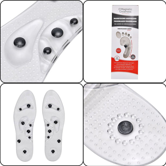 Magnetische Silikon Einlegesohlen, Akupressur-Therapie, Größe 45 bis 49, Transparent