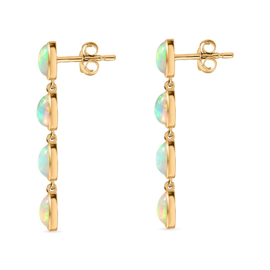 AA Natürlicher, äthiopischer Welo Opal Ohrringe 925 Silber 750 Gelbgold Vermeil ca. 2,03 ct.