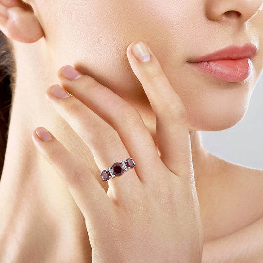 Roter Moissanit Ring 925 Silber rhodiniert (Größe 20.00) ca. 3.21 ct