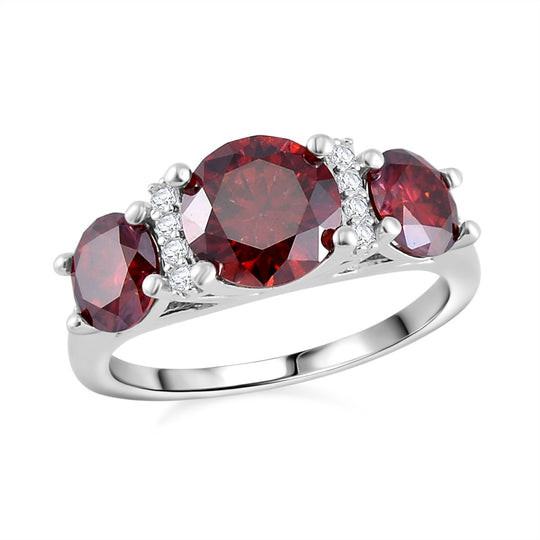 Roter Moissanit Ring 925 Silber rhodiniert (Größe 20.00) ca. 3.21 ct