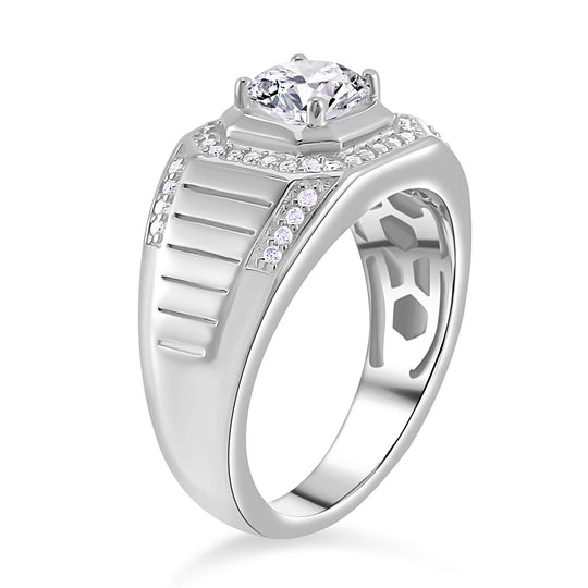 Moissanit Ring 925 Silber rhodiniert (Größe 17.00) ca. 1,22 ct