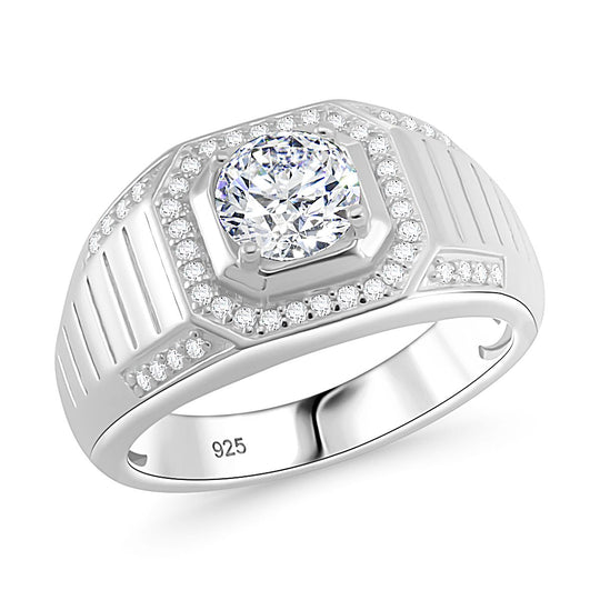 Moissanit Ring 925 Silber rhodiniert (Größe 17.00) ca. 1,22 ct